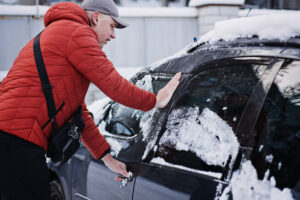 Broken car door lock from freezing temperatures