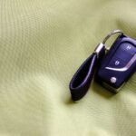 Car key fob on a green background
